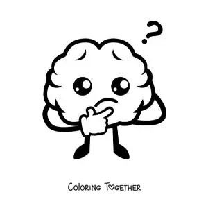 Coloring page of an easy kawaii cartoon heart