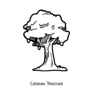 Coloring page of a mango tree