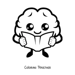 Coloring page of a sick kawaii cartoon intestine