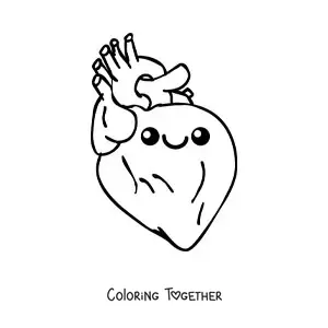 Coloring page of an easy kawaii cartoon uterus