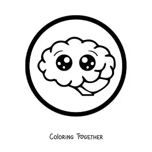 Coloring page of a kawaii cartoon brain doing exercises