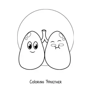 Coloring page of big kawaii cartoon kidneys