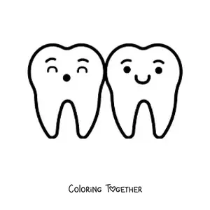 Coloring page of kawaii teeth