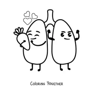Coloring page of healthy cartoon lungs