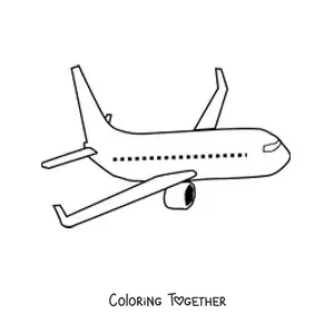 Coloring page of a commercial airplane