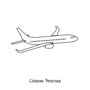 Coloring page of a commercial airplane
