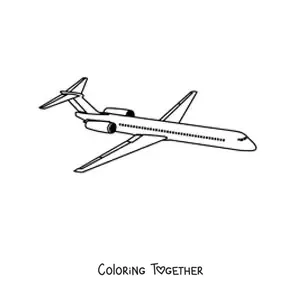 Coloring page of a commercial airplane