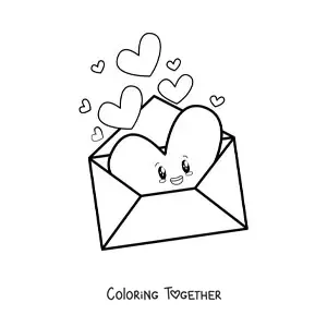 Coloring page of a Valentine's Day card