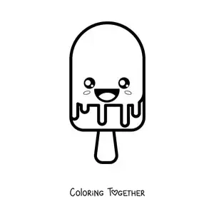 Coloring page of a large kawaii ice cream popsicle