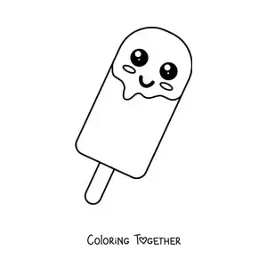 Coloring page of a simple kawaii ice cream popsicle