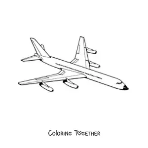 Coloring page of a commercial airplane