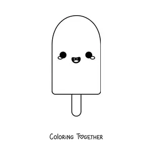 Coloring page of an easy animated kawaii popsicle