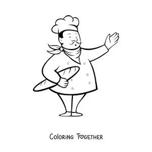 Coloring page of an easy baker chef