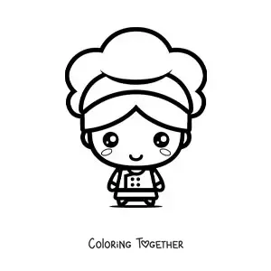 Coloring page of a big cute chef
