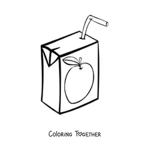 Coloring page of an apple juice box with a straw