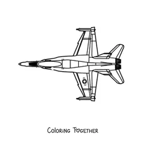 Coloring page of an F18 fighter jet