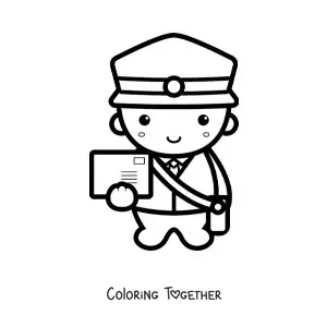 Coloring page of a big cute mailman