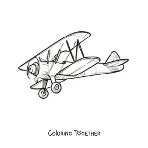 Coloring page of a biplane