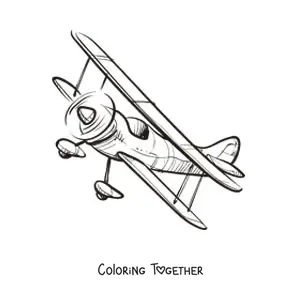 Coloring page of a biplane