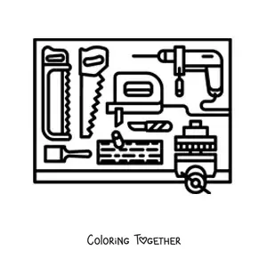 Coloring page of the carpenter's tools