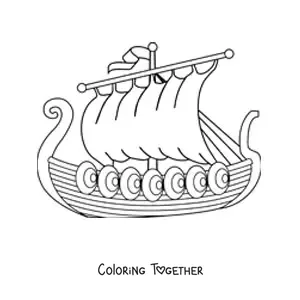 Coloring page of a Viking ship