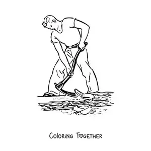 Coloring page of a gardener working in the garden
