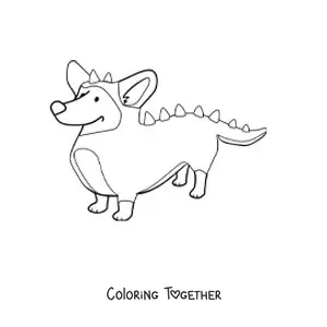 Coloring page of a corgi dressed as a crocodile