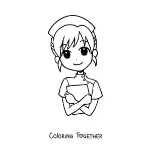 Coloring page of an easy nurse
