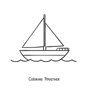 Coloring page of a sailboat at sea