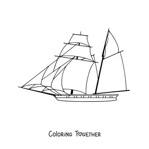 Coloring page of a sailboat
