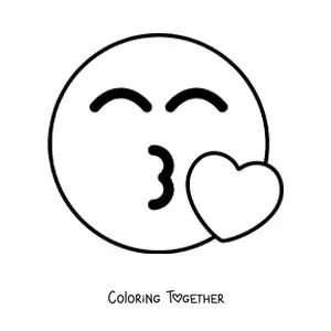 Coloring page of an easy kissing emoji