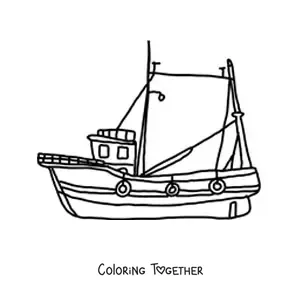 Coloring page of a sailboat