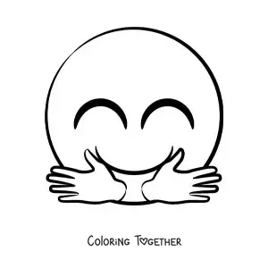 Coloring page of a hug emoji