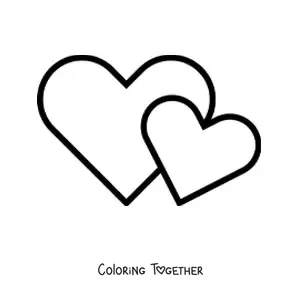 Coloring page of an emoji of two hearts together