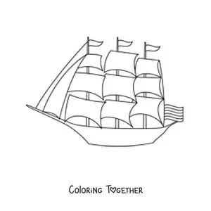 Coloring page of a galleon