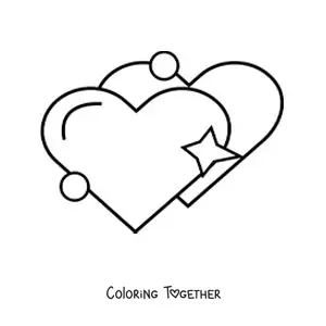 Coloring page of an emoji of two hearts with sparkles