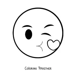 Coloring page of a big kiss emoji