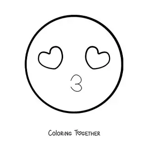Coloring page of a big face in love