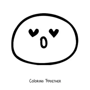 Coloring page of a simple emoji in love