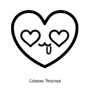 Coloring page of a big heart emoji in love