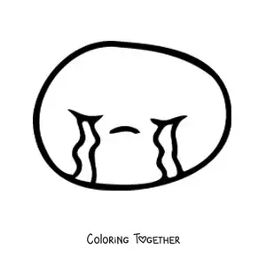 Coloring page of a crying emoji