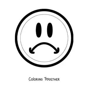 Coloring page of a big sad face