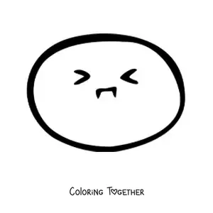 Coloring page of a worried emoji