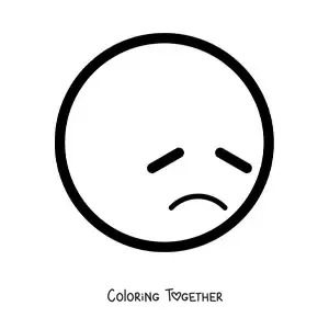 Coloring page of a depressed emoji