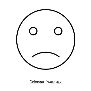 Coloring page of an easy sad face