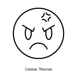 Coloring page of an easy angry emoji