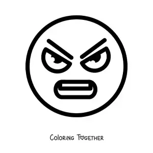 Coloring page of a big angry face