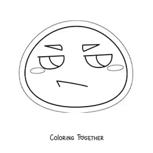 Coloring page of an animated angry kawaii emoji