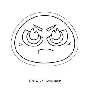 Coloring page of an animated angry kawaii emoticon