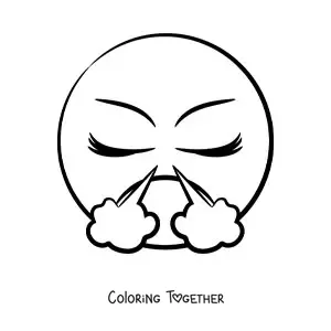 Coloring page of a furious emoji